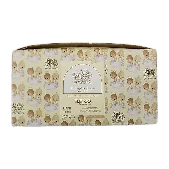 Precious Moments E-0501 Sharing Our Season Together Boy Girl Sled Cats Figure - Picture 5 of 5